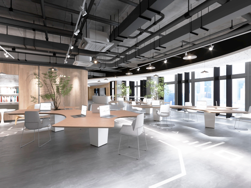 diseño oficina moderna zona trabajo almeria placido